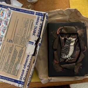 Handcrafted Owl Journal with Steampunk Design